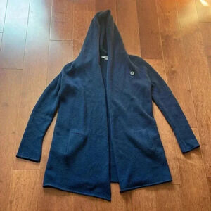 Vince Wool Cashmere Hooded Cardigan Navy Blue